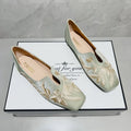 Women's Embroidery Square Toe Slip-On Loafers & Flat Shoes Embroidery Flat Loafers Axl Green 35