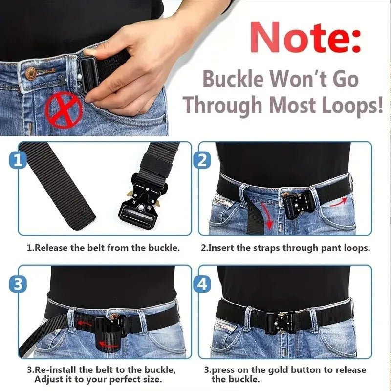 Unisex Quick-Release Nylon Belt 120cm/125cm – Outdoor Sports Nylon Sports Belt Axl