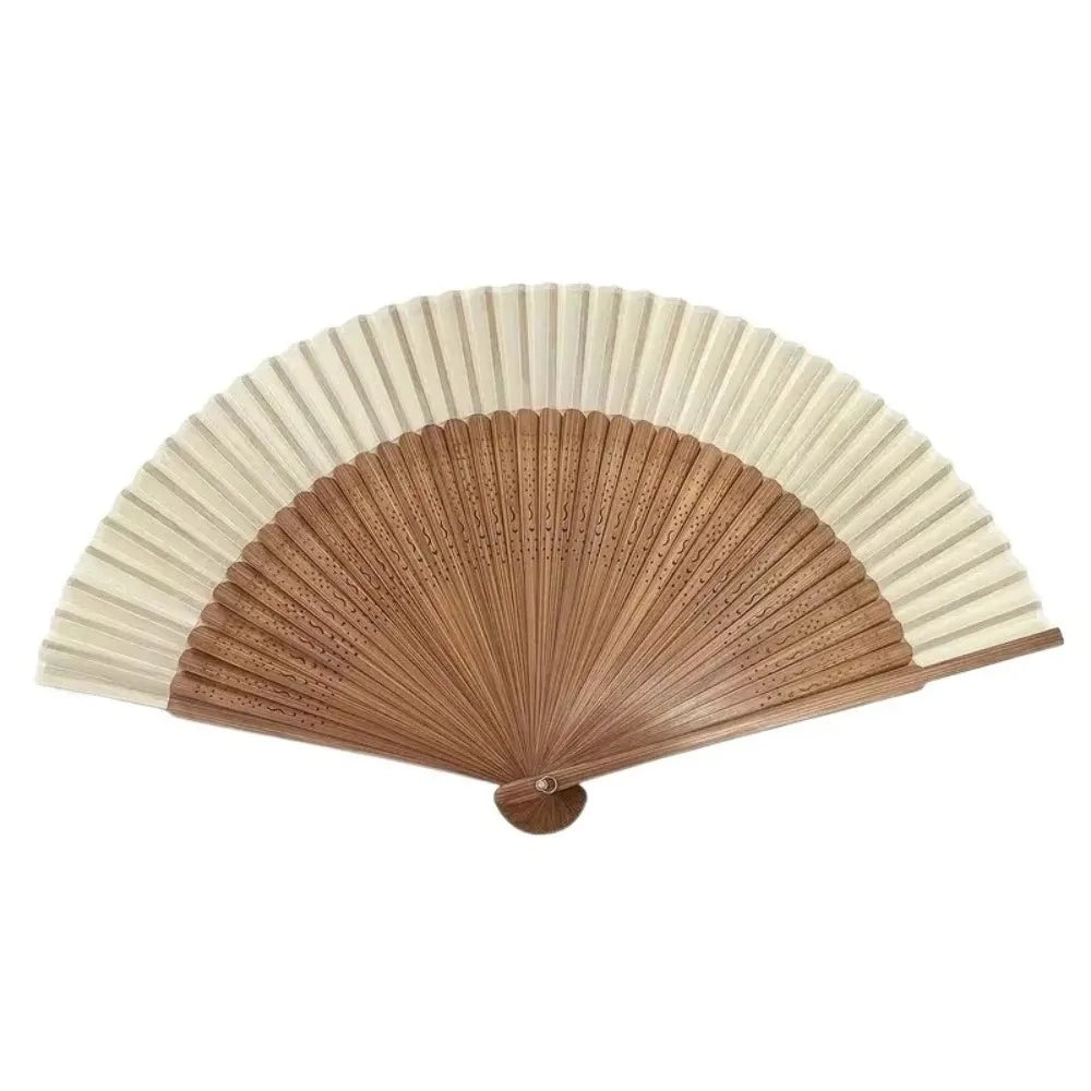 Chinese Bamboo Folding Fan – Elegant Portable Handheld Fan Bamboo Folding Fan Axl White