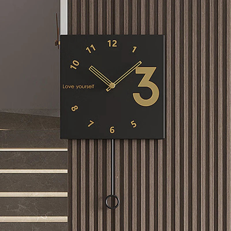 Luxury Nordic Silent Wall Clock – Square Metal Luminous Decor Wall Clock Axl