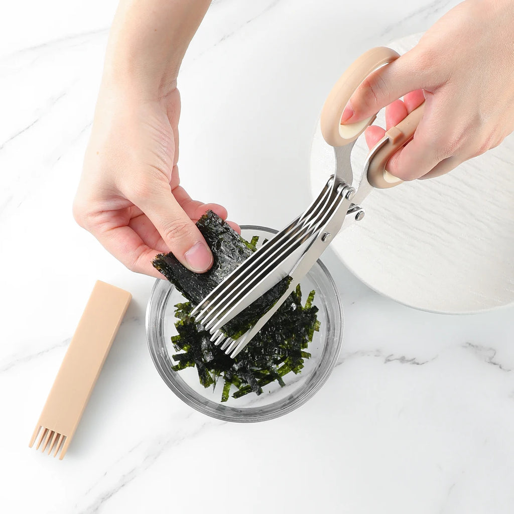 5-Layer Stainless Steel Kitchen Scissors with Lid | Herb Cutter Kitchen Scissors Axl