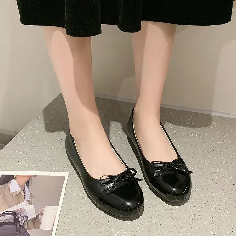 Women's Bow Knot Flat Shoes – Round Toe Slip-On Plus Size Women's Flat Shoes Axl