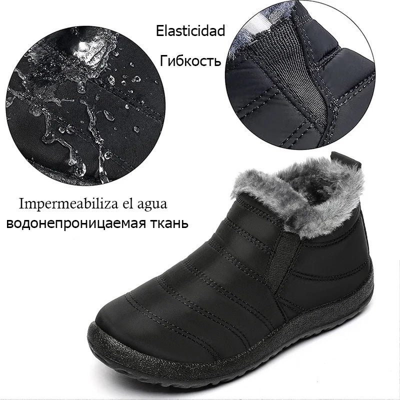 HAJINK Men's Fur-Lined Ankle Snow Boots – Winter Slip-On Men's Snow Boots Axl