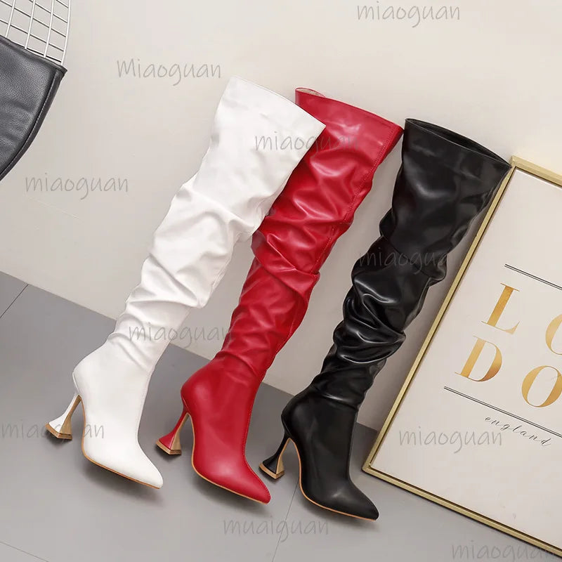 Women's Over-the-Knee Stiletto Boots – Pointed Toe Zipper Over-the-Knee Boots Axl