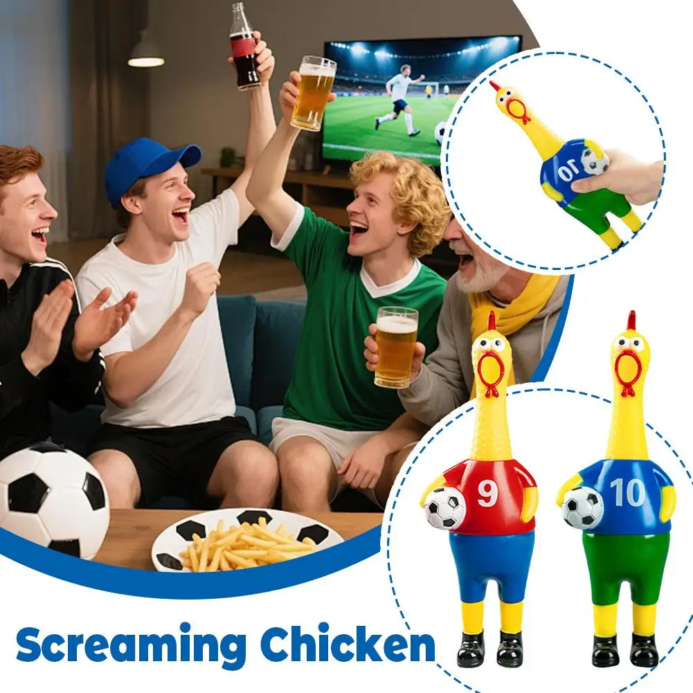 Screaming Soccer Chicken Squeeze Toy – Funny Party Gift Novelty Squeeze Toy Axl