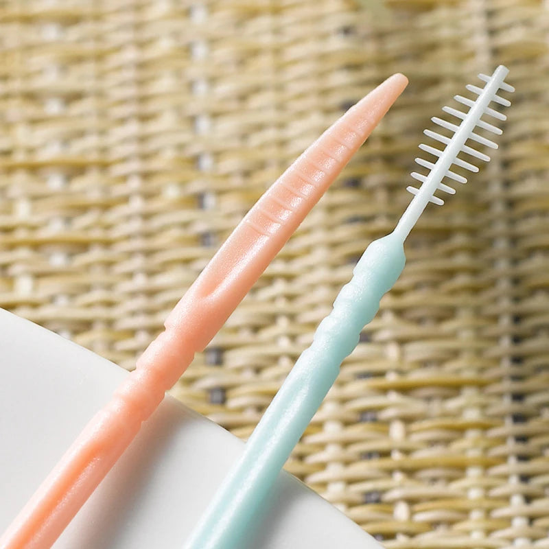 100-Pack Double Head Dental Toothpick Brush & Floss Picks Dental Floss Picks Axl