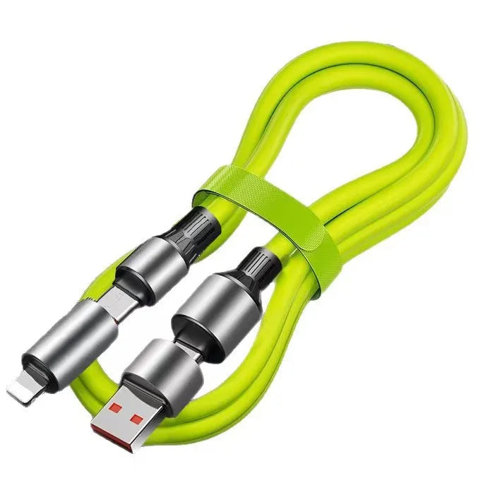 HKNA 240W Fast Charging Cable – 4-in-1 Dual Type-C, 1.2m USB Charging Cable Axl green 1.5m