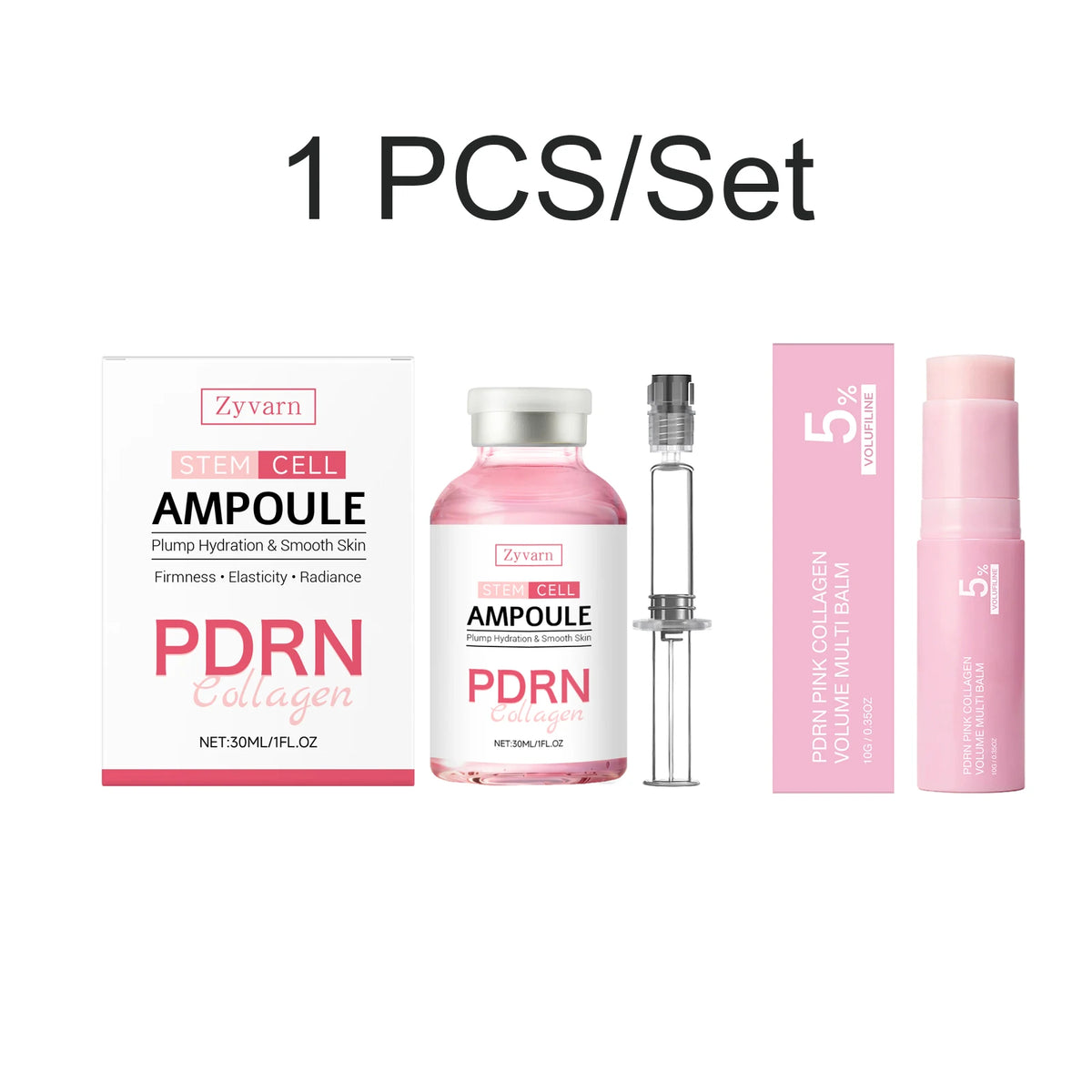 PDRN Collagen Ampoule & Plumping Balm Set – Hydrating Skincare Skincare Ampoule Set Axl Balm and Serum 1PCS