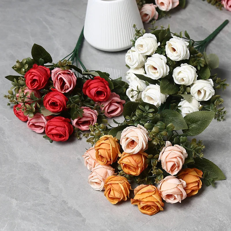 2-Piece Artificial Silk Rose & Camellia Bouquet – Wedding Decor Artificial Flower Bouquet Axl