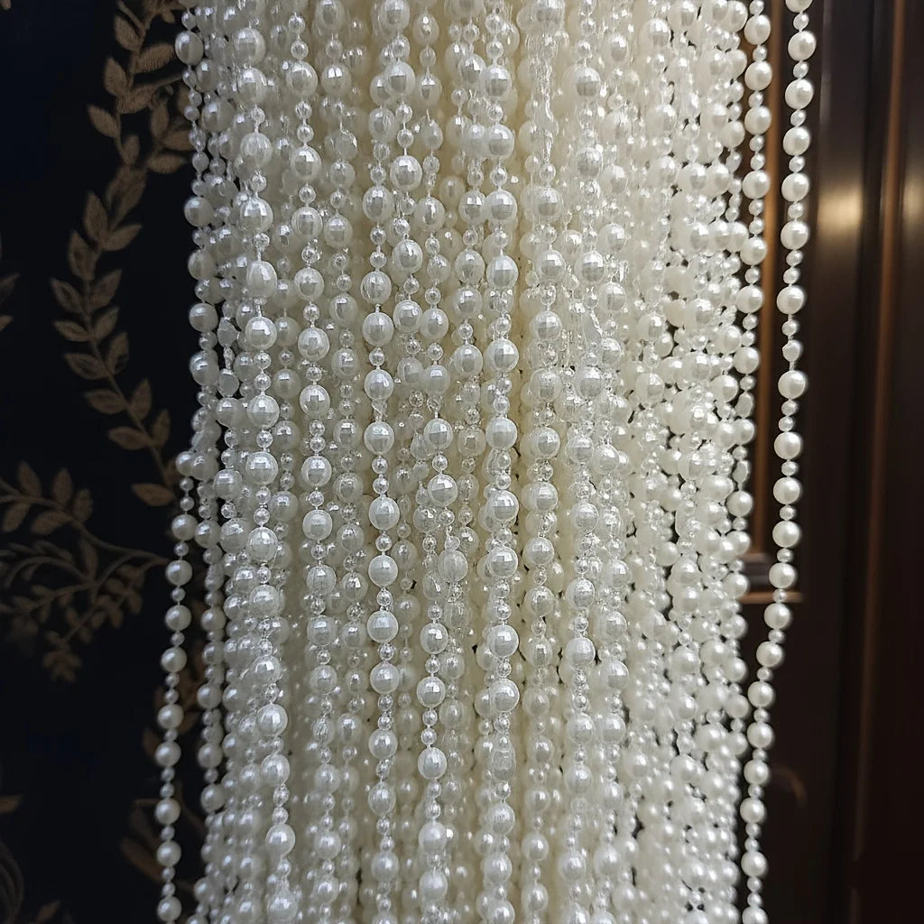 20m White Shiny Bead String Garland – Holiday Home Decor Decorative Bead Garland Axl