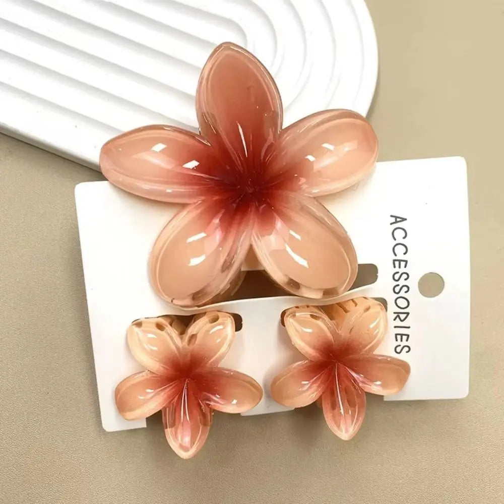 3-Pack Gradient Plumeria Flower Hair Claw Clips – Acrylic Set Flower Hair Clips Axl