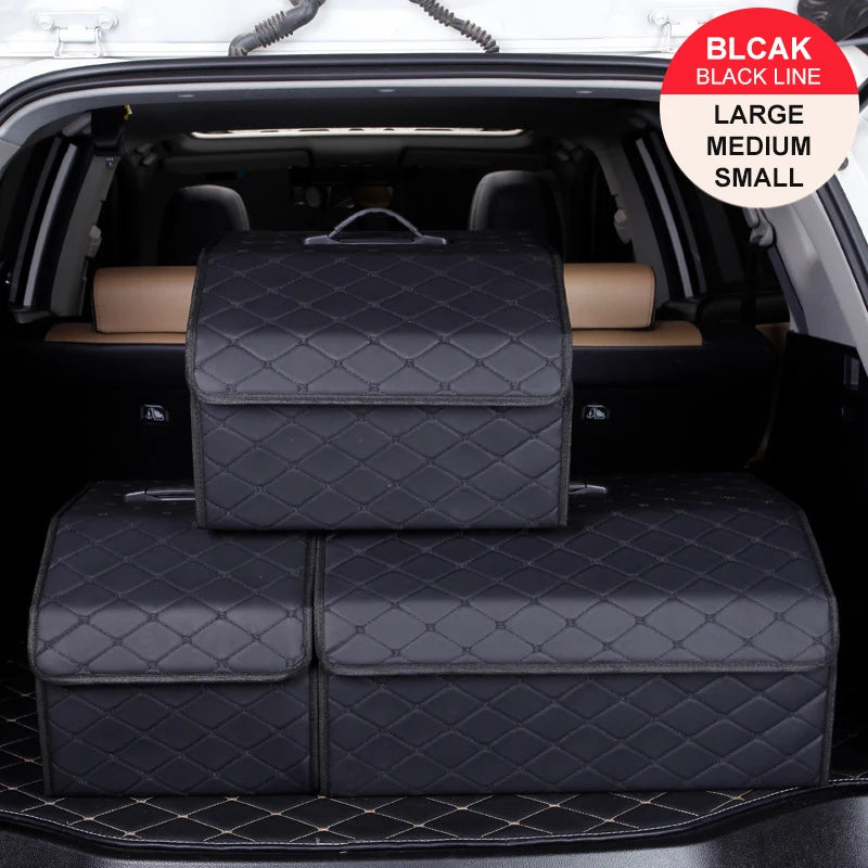 Leather Car Trunk Organizer – Large Folding Storage Box Car Trunk Organizer Axl