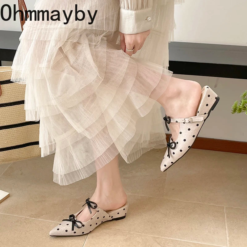 Polka Dot Wedge Mules – Women's Slingback Dress Slides Wedge Mule Slides Axl