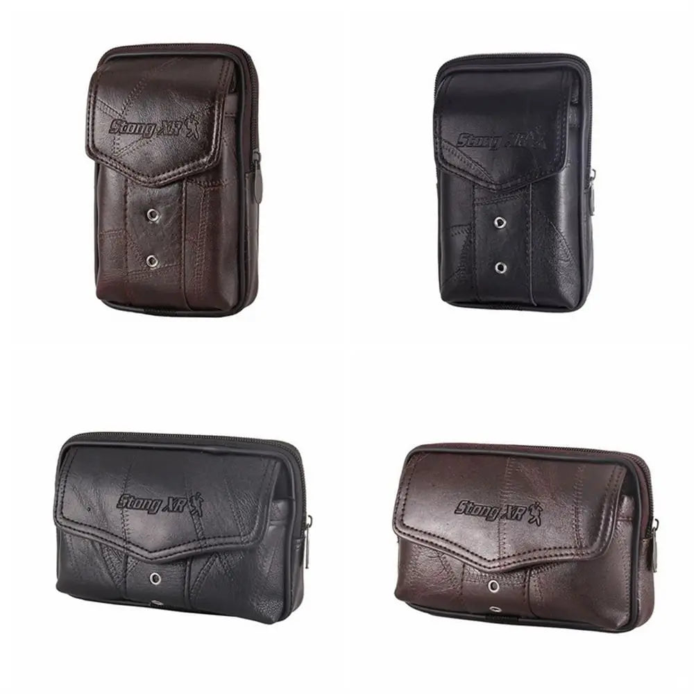 Men's Cowhide Leather Phone Pouch – Belt Waist Bag Leather Phone Pouch Axl