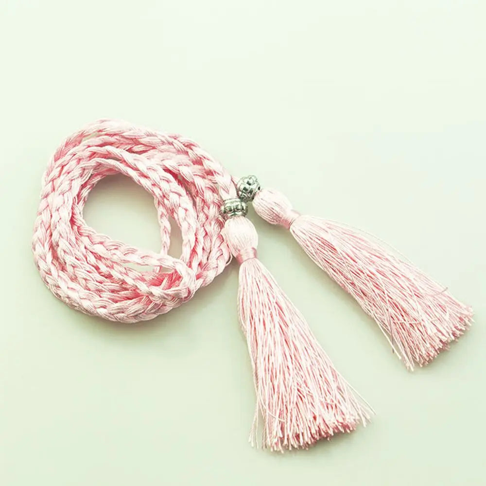 Women's Braided Tassel Waist Belt – Woven Rope Dress Belt Braided Waist Belt Axl