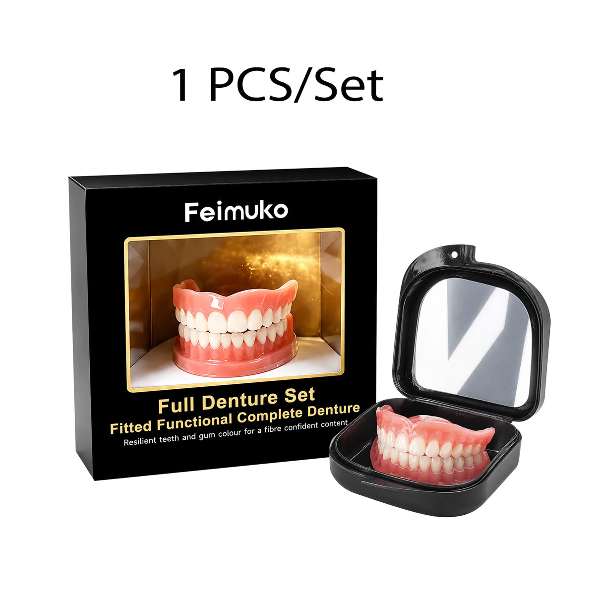 Full Set Silicone Dentures + Propolis Adhesive Cream | Natural Fit Denture Set Axl A 1PCS