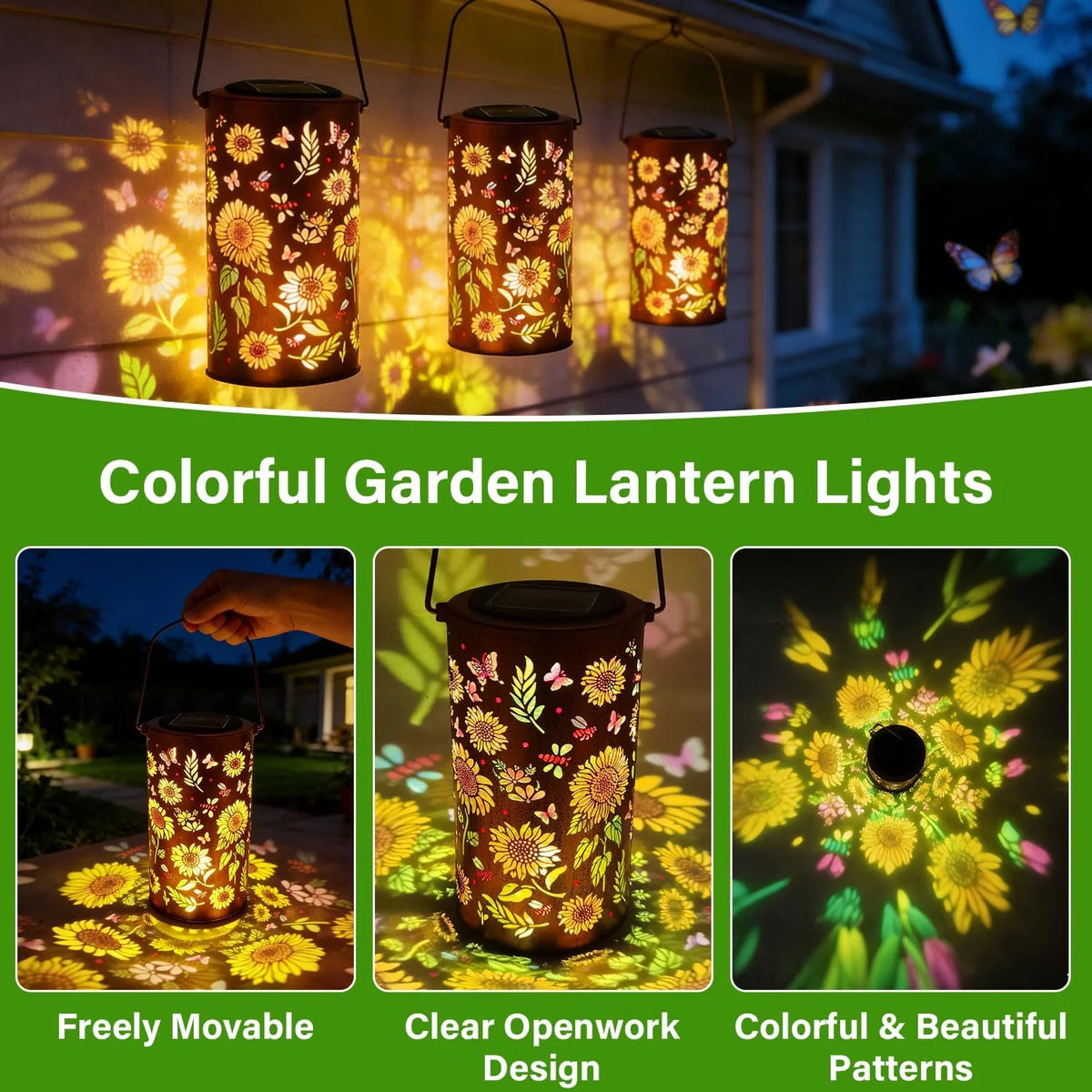 RGB Solar Sunflower Garden Light – Waterproof Projection Lantern Solar Garden Lantern Axl