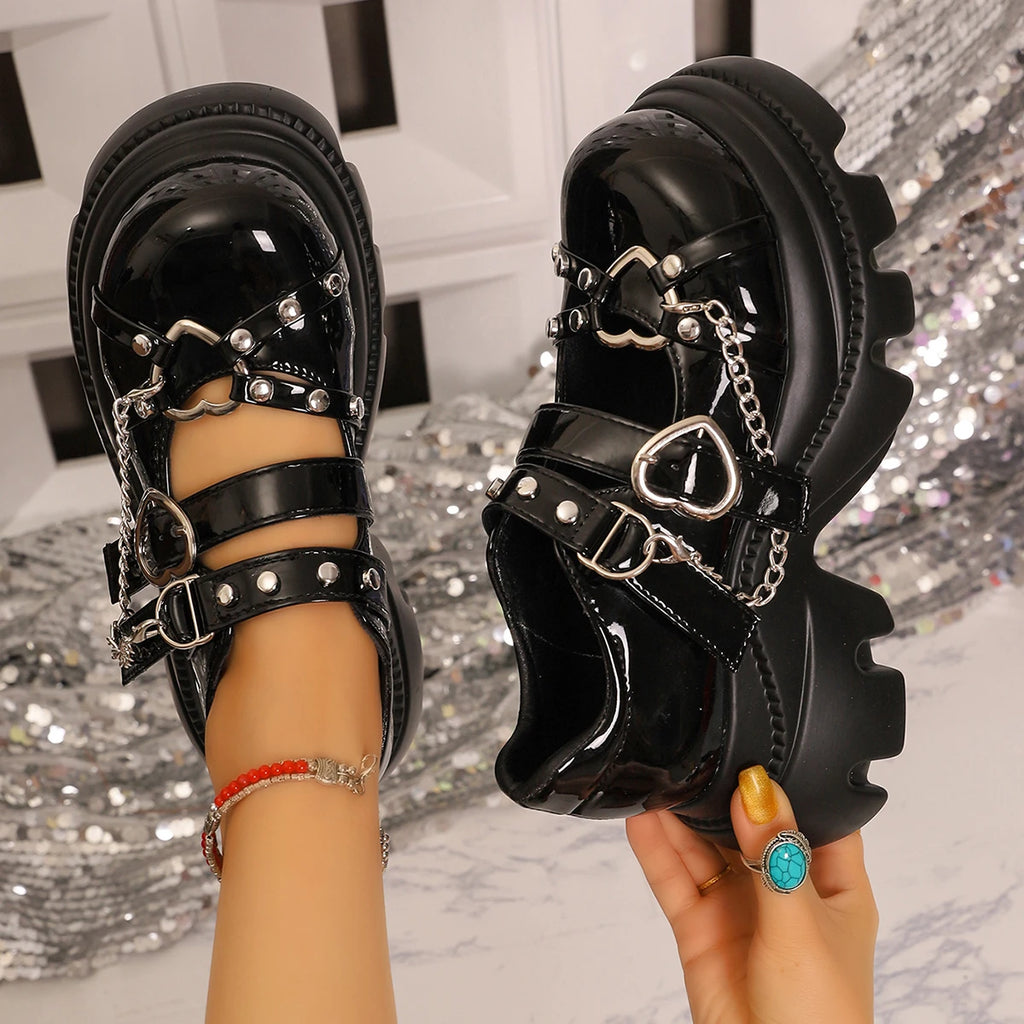 Women's Mary Jane Platform Pumps – Gothic Lolita Chain Heels Platform Mary Jane Heels Axl