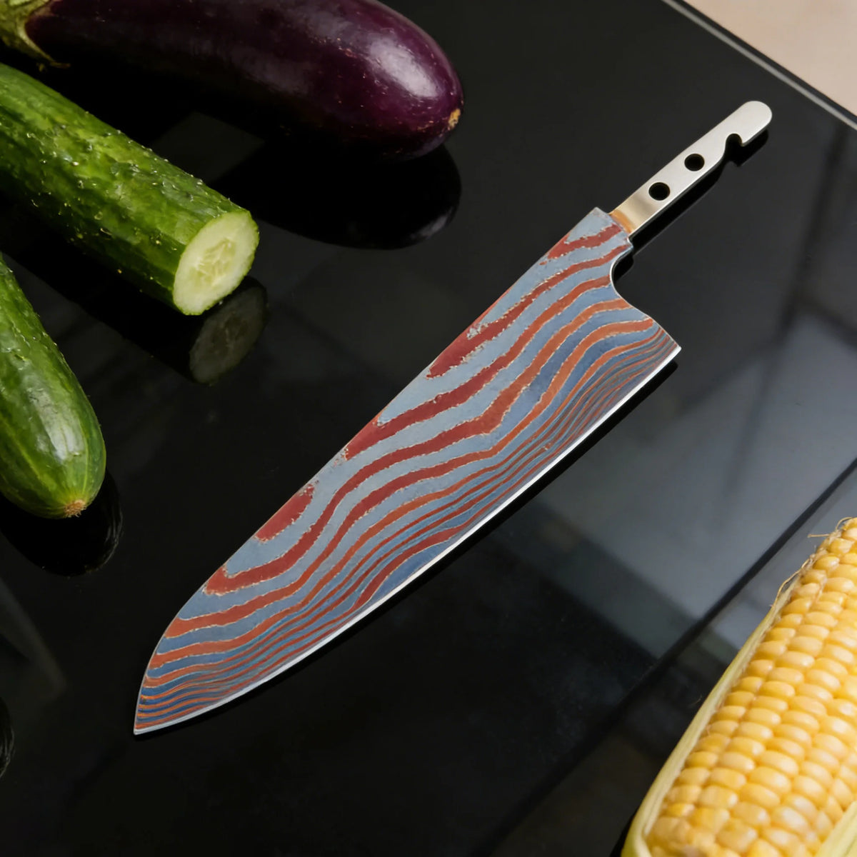 Hand Forged Damascus Timascus Chef Knife Blank Blade – DIY Knife Blank Blade Axl Kitchen Blade