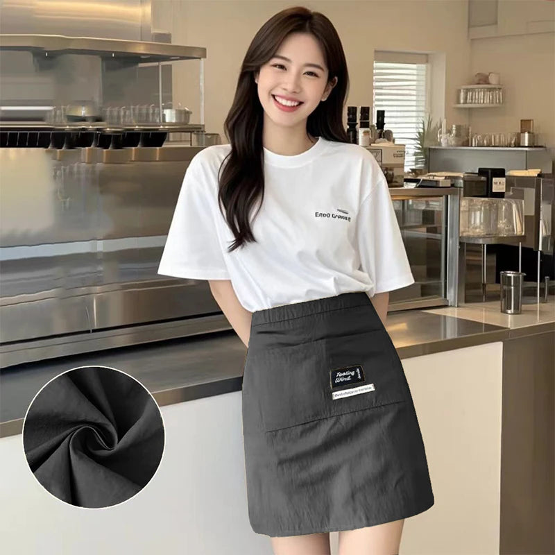 Water-Resistant Canvas Half Apron – Chef & Server Waist Apron Kitchen Waist Apron Axl Black