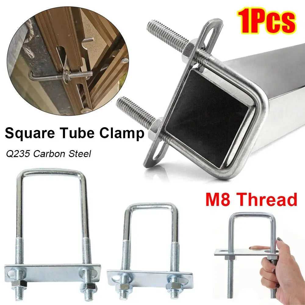 M8 Square Tube U-Clamp | Galvanized Q235 Carbon Steel + Baffle Tube Clamp Axl