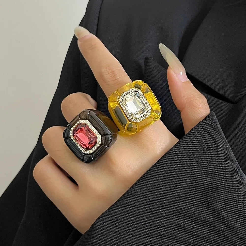 3D Square Geometric Ring – Colorful Zircon Rhinestones Fashion Ring Axl