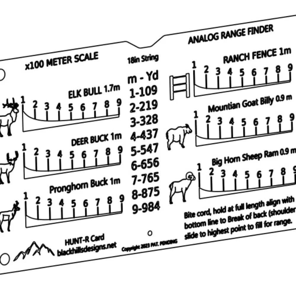 Pocket Rangefinder Card – Outdoor Hunting Range Field Tool Rangefinder Card Axl Style 1