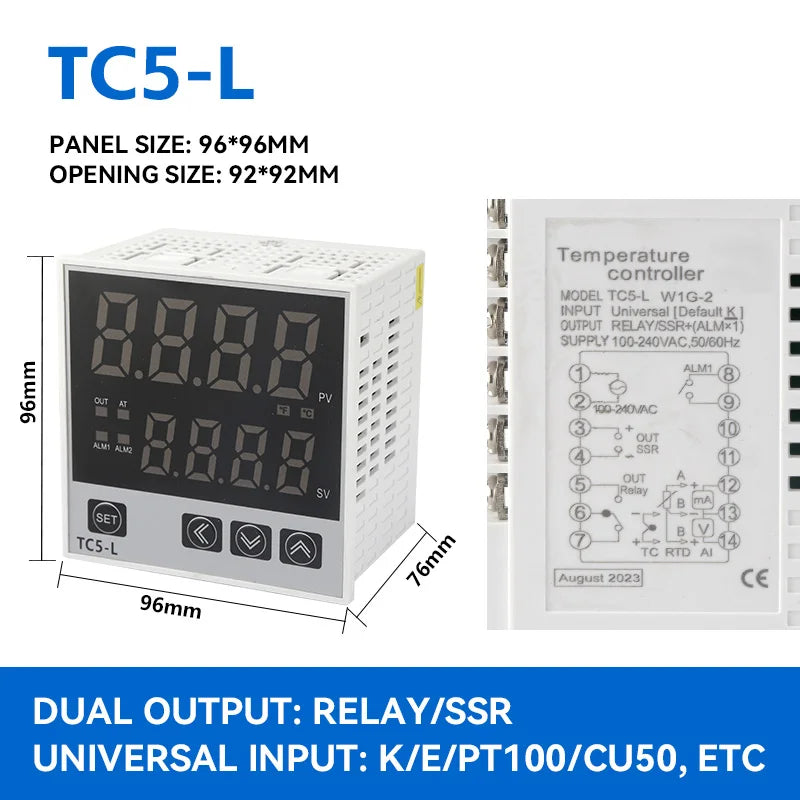 PID Temperature Controller K-Type Timer Relay Buzzer AC100–220V PID Temperature Controller Axl TC5-L