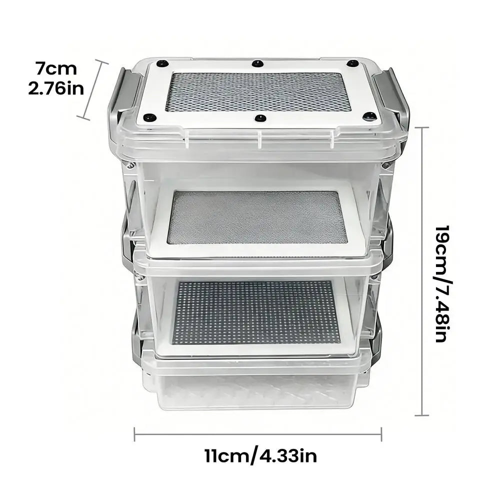 3-Layer Mealworm Breeding Kit – Transparent PE Feeder Bin Insect Breeding Kit Axl Black