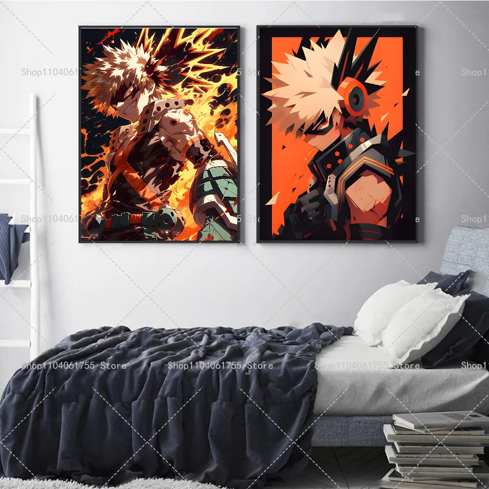 My Hero Academia Bakugo Anime Wall Poster Self-Adhesive Sticker Anime Wall Poster Axl