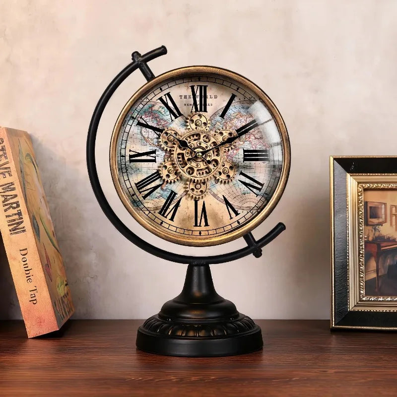 Retro Gear Table Clock – Silent Luxury Quartz Desk Clock Decorative Desk Clock Axl