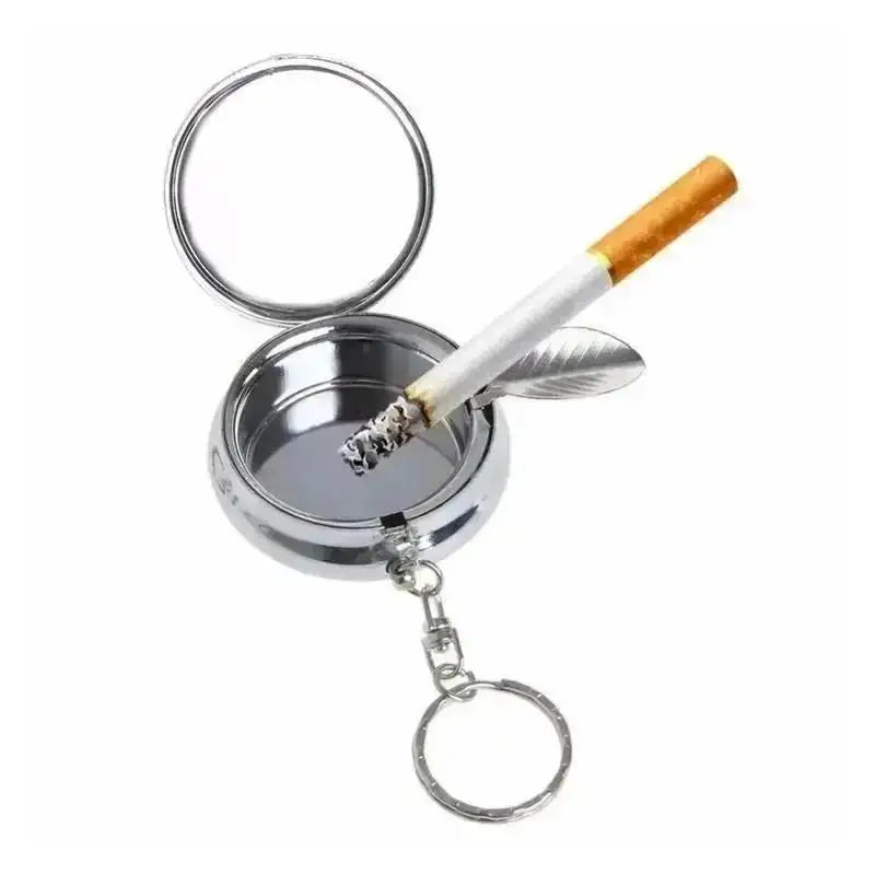 Portable Pocket Ashtray with Keychain – Round Zinc Alloy Pocket Ashtray Axl A