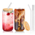 KEMORELA 470ml Glass Cup with Lid & Straw | Bubble Tea Mug Glass Drinkware Set Axl 2PCS 470ML