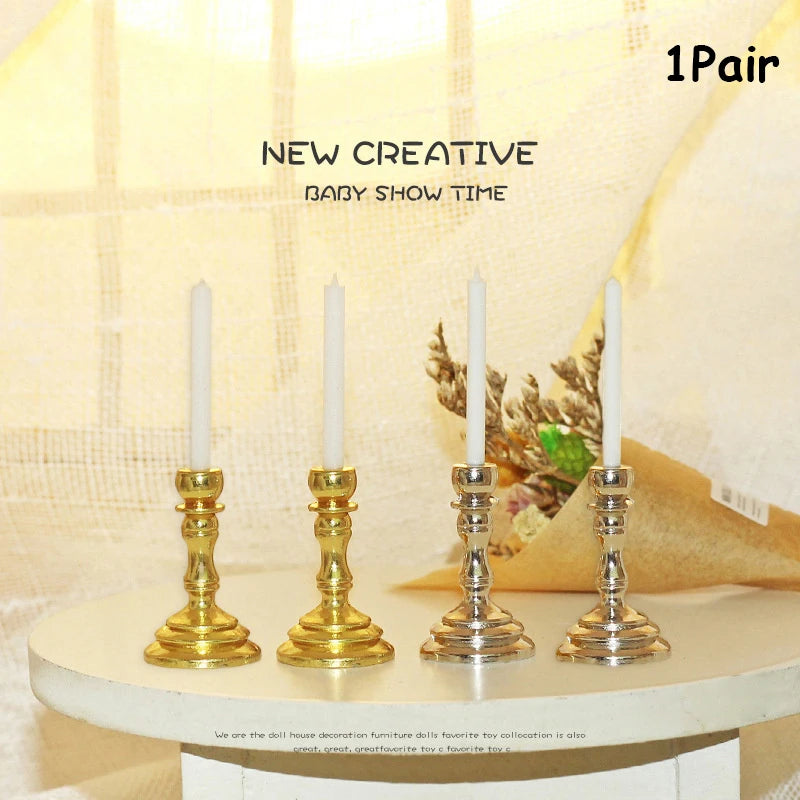 1:12 Dollhouse Miniature Candle Holder Candlestick Pair Dollhouse Accessory Axl