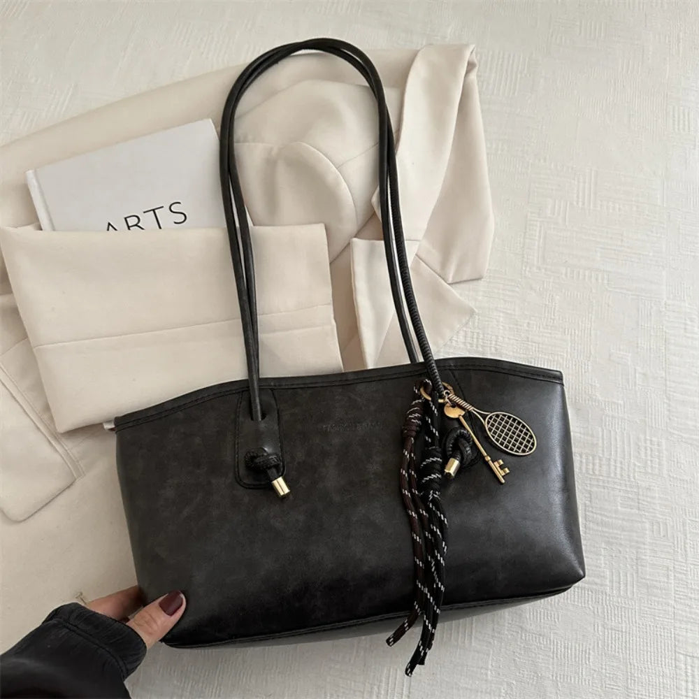 Y2K PU Leather Crossbody Shoulder Bag – Large Capacity Tote Shoulder Crossbody Bag Axl Black
