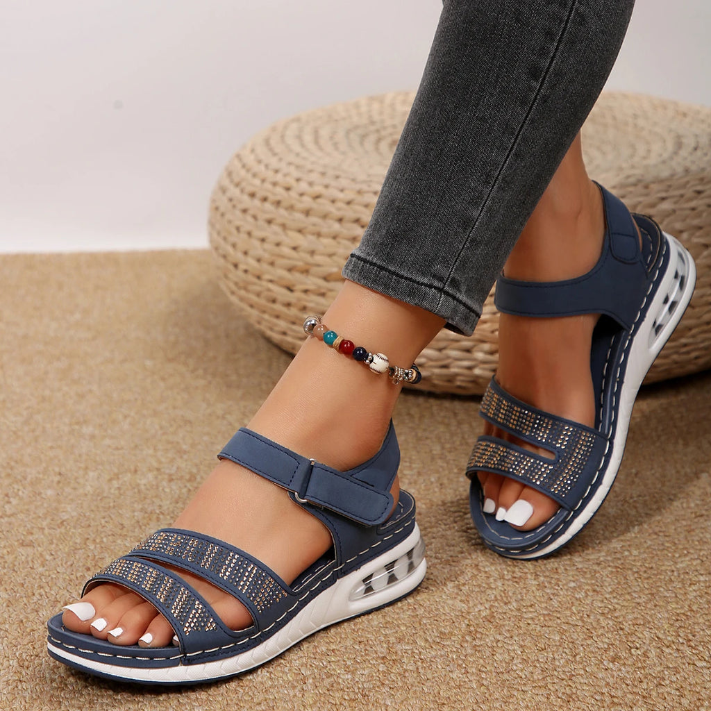 Women's Open-Toe Wedge Sandals | Wide Size EU 35–50 Women's Wedge Sandals Axl 37 Blue