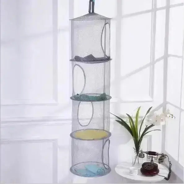 4-Layer Collapsible Mesh Hanging Basket | Home Storage Organizer Hanging Storage Basket Axl grey