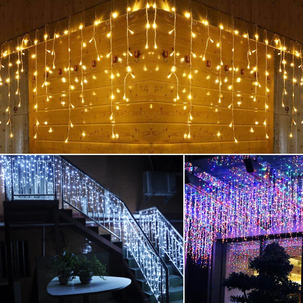 5M LED Icicle Curtain String Lights – 96 LEDs, 8 Modes EU Plug LED String Lights Axl