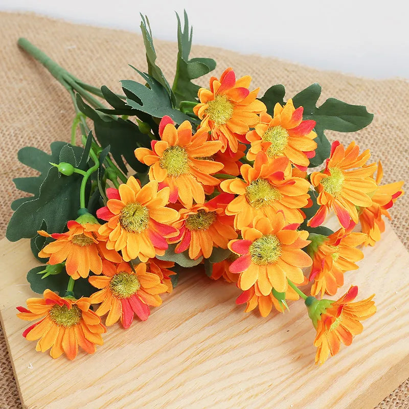 Autumn Silk Daisy Artificial Flowers – Wedding & Home Decor Artificial Flower Bouquet Axl Orange 1pcs