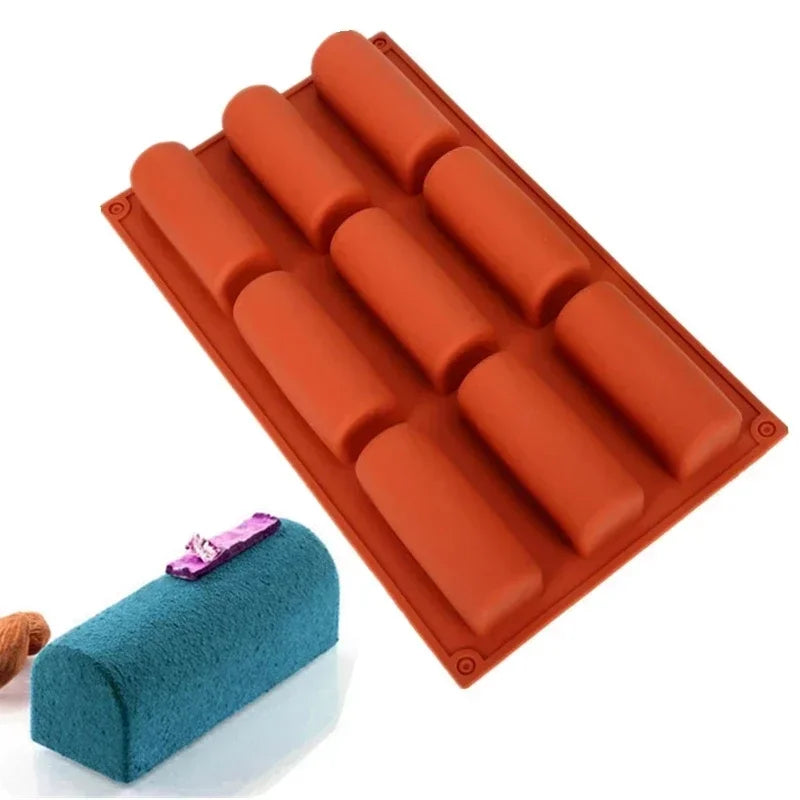 9-Cavity Silicone Long Bar Mold – Chocolate, Mousse & Cake Silicone Baking Mold Axl random color