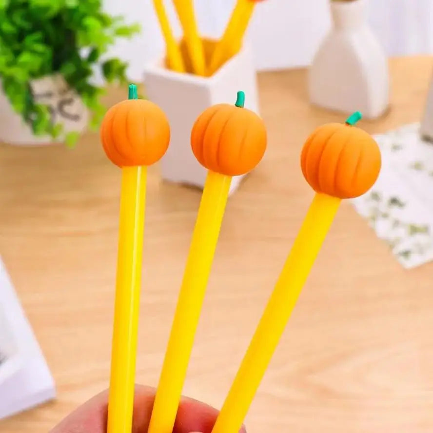 5-Pack Kawaii Pumpkin Gel Pens 0.5mm Black Ink Refillable Gel Pens Set Axl