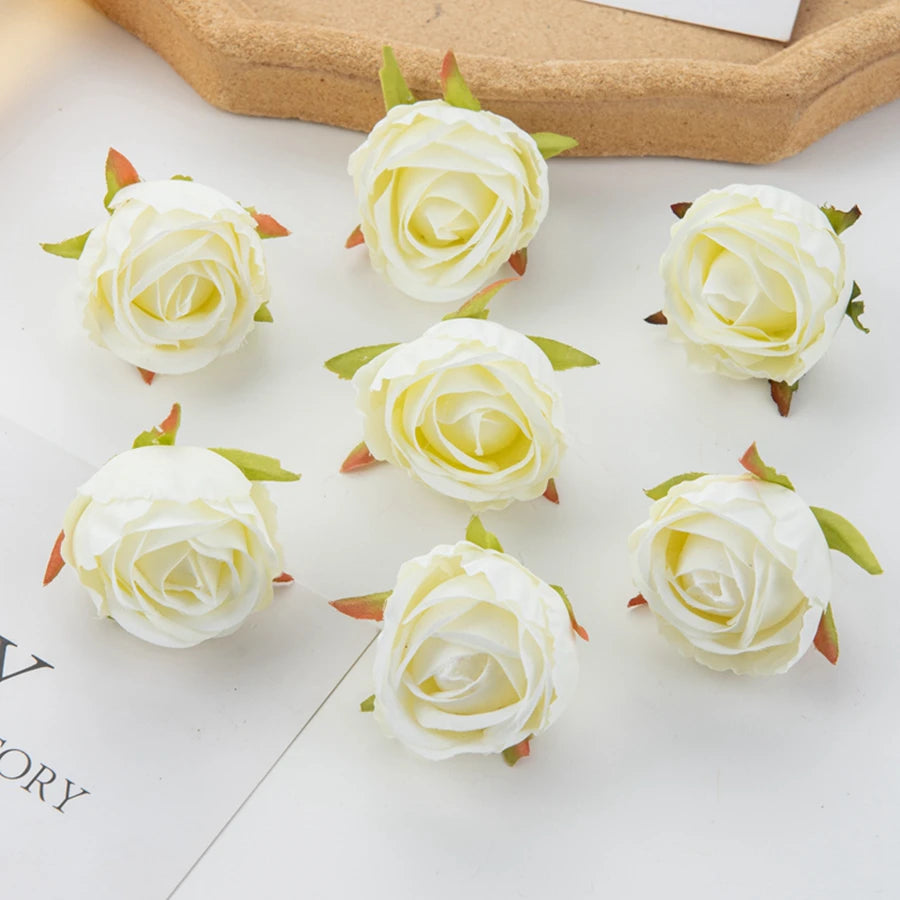 Silk Artificial Rose Heads 10/20 Pcs – Wedding & Home Decor Artificial Silk Flowers Axl WHITE 20 pcs