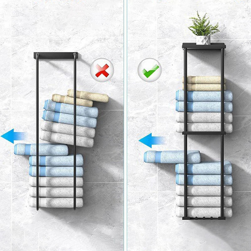 Metal 3-Tier Wall-Mounted Bathroom Shelf & Towel Rack Bathroom Wall Shelf Axl