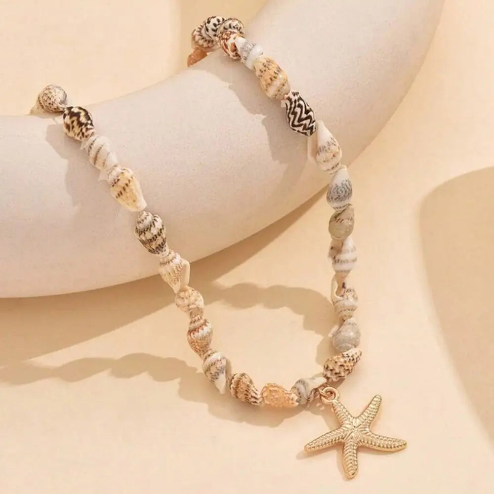 Handmade Seashell Necklace – Boho Conch Pendant Beach Choker Pendant Necklace Axl