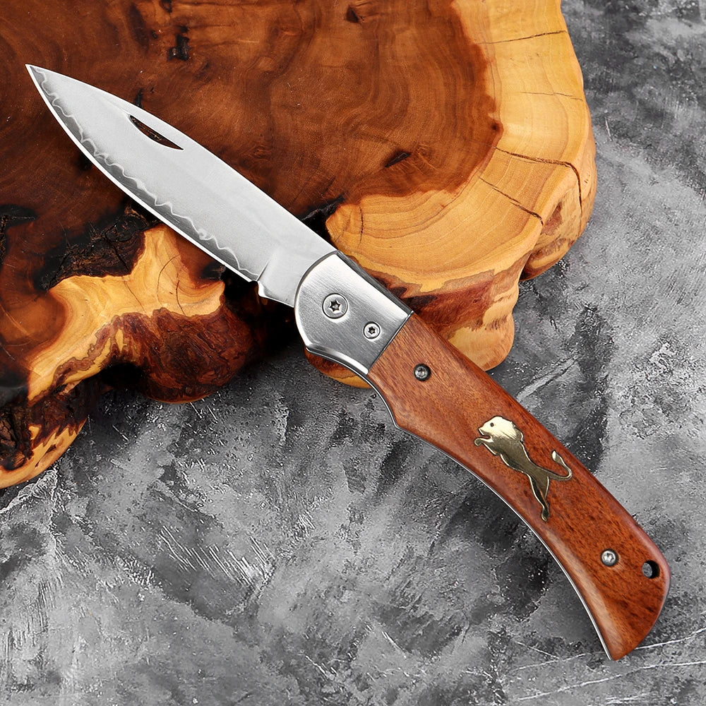 Xituo VG10 Steel Folding Knife – Wood Handle Camping Pocket Folding Pocket Knife Axl