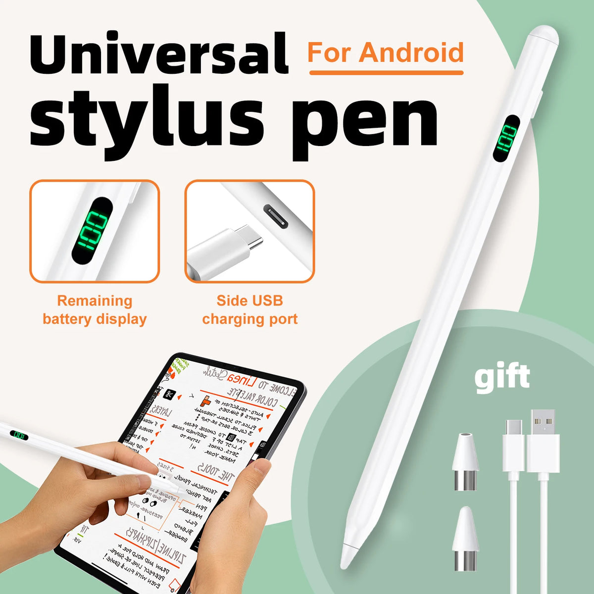 Universal Stylus Pen with LED Display – iPad, Android & Windows Tablet Stylus Pen Axl