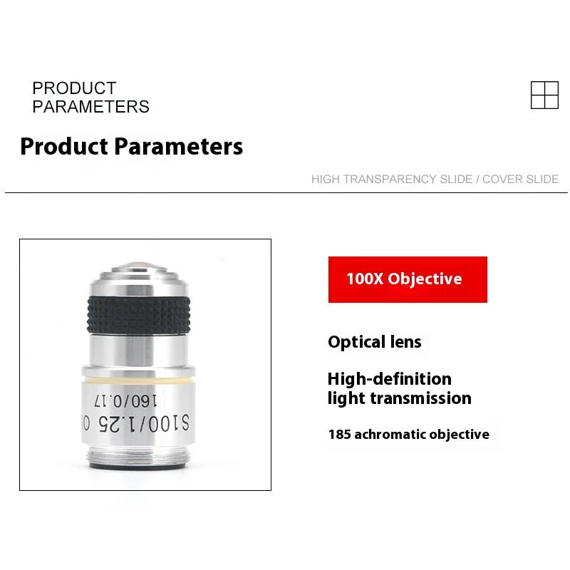 Achromatic Microscope Objective Lens 4X 10X 40X 100X Oil Set Microscope Objective Lens Axl 100X