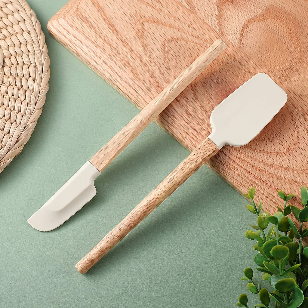4-Piece Silicone Spatula Set with Wood Handles | Baking Silicone Spatula Set Axl