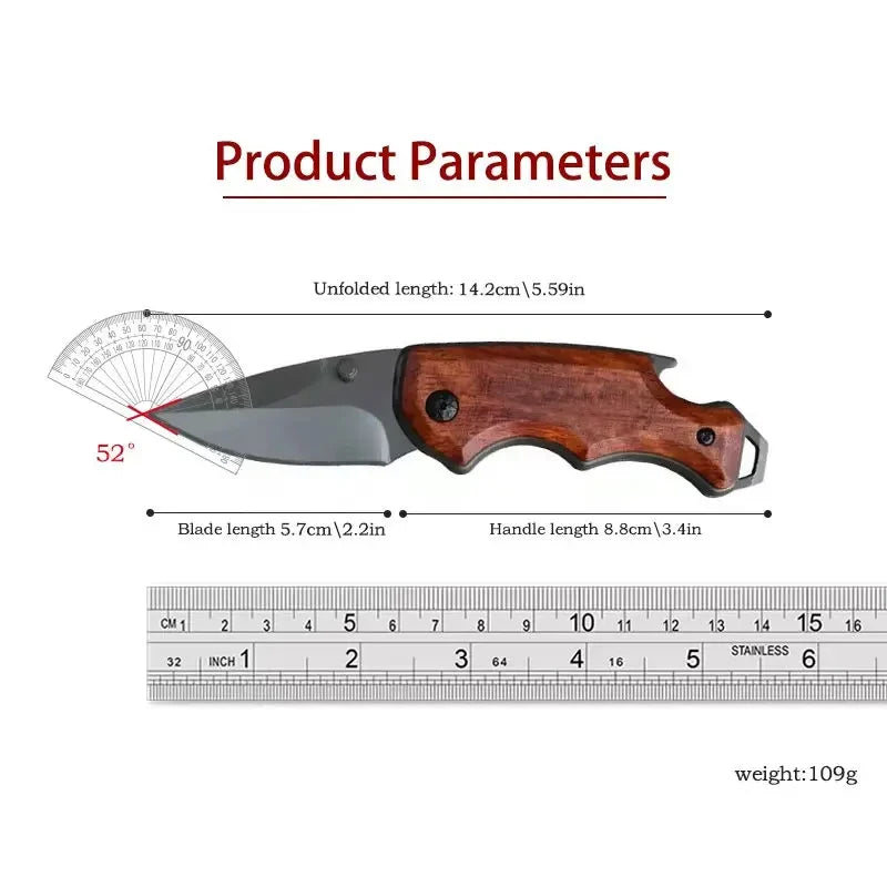 EDC Folding Pocket Knife – Stainless Steel & Wood Handle Folding Pocket Knife Axl
