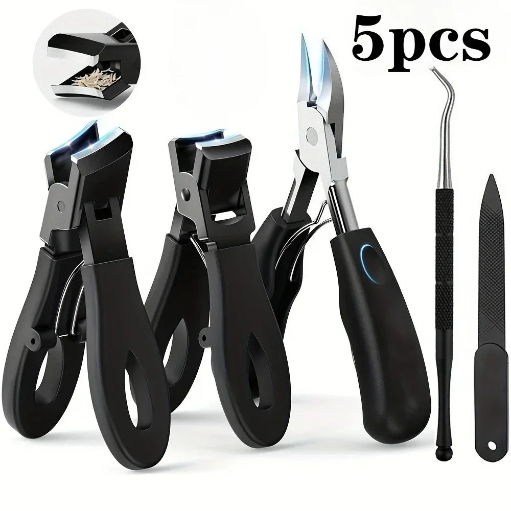 Stainless Steel Toenail Clipper Set – Wide Jaw & Angled Blade Toenail Clipper Set Axl 5pcs